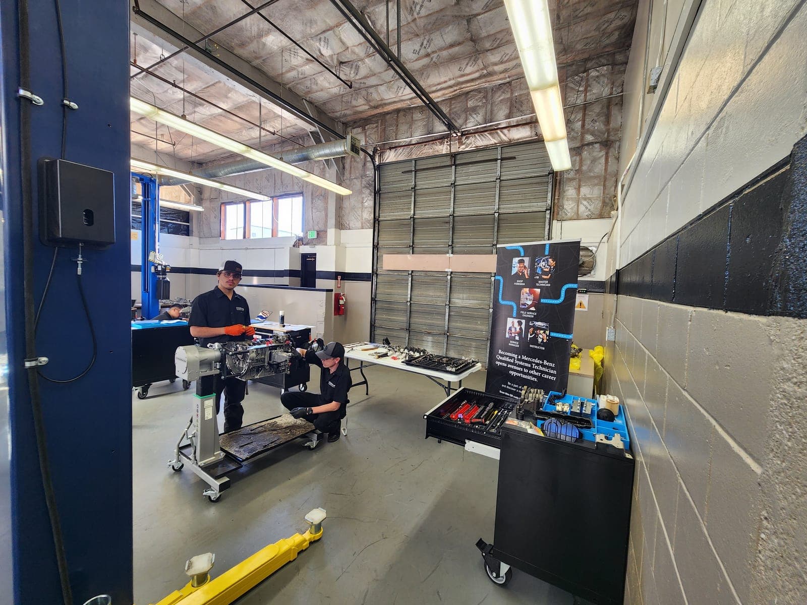 Student working on vehicle diagnostics